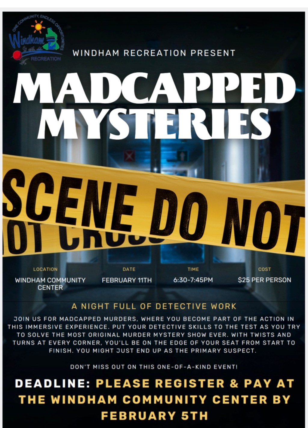 Windham CT Recreation Center presents Madcapped&nbsp;Murders